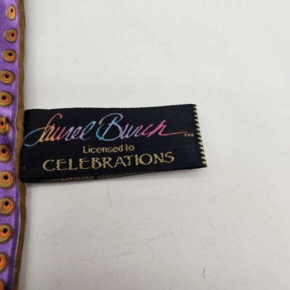 Laurel Burch Scarf Womens One Size Black Multicolor Silk Cats Oblong Whimsical - Picture 3 of 7